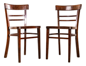 Vintage Dark Two Step Ladder Backed Dining Chairs, 1960s, Set of 2