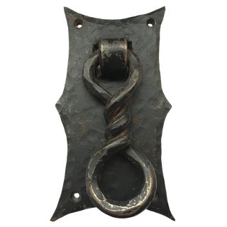 Handmade Hammered Iron With Forged Twisted Door Knocker For Sale