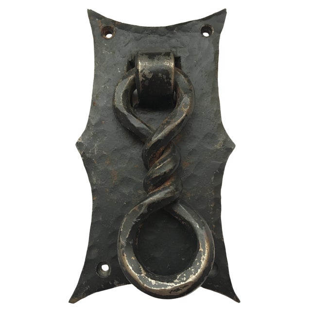 Handmade Hammered Iron With Forged Twisted Door Knocker For Sale
