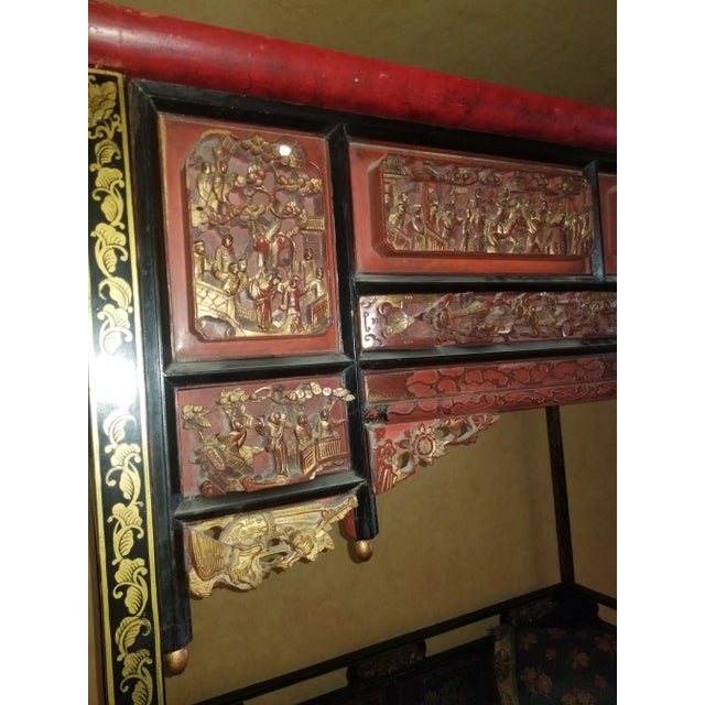 Antique Chinese Qing Dynasty Hand Carved Wedding Bed For Sale - Image 9 of 14