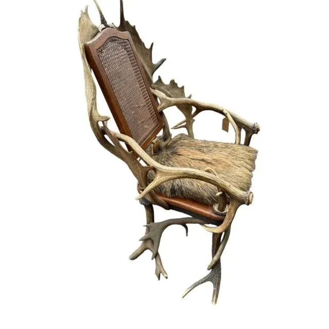Cabin 1940s Black Forest Antler Chair For Sale - Image 3 of 9