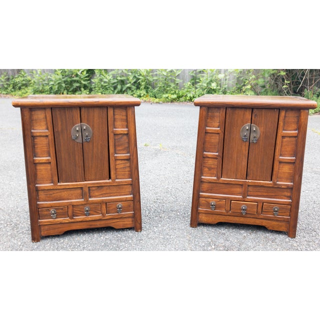 We are selling this attractive pair of Chinese small cabinets. These cabinets are made from Elm wood and have attractive...