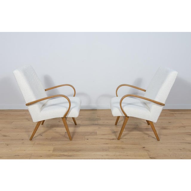 Wood Set of Model 53 Armchairs by Jaroslav Smidek for Ton, 1960s For Sale - Image 7 of 18