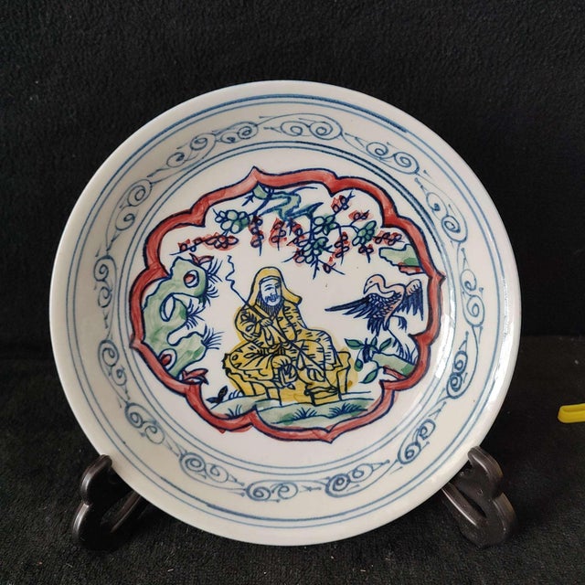 Chinese Ceramic Plate,Kangxi Marked Blue and White Porcelain Plate Hand Painted Figures Story Pattern For Sale - Image 4 of 11