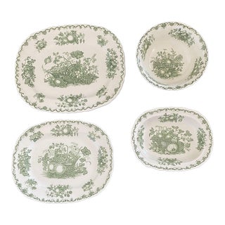 Mid 20th Century Mason's Transferware Green Serving Set of 4 For Sale