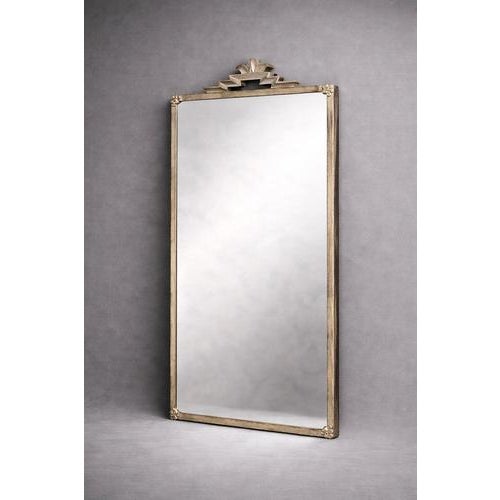 1930s Swedish Modern Art Deco Pewter Mirror with Stylized Crest, 1930s For Sale - Image 5 of 9