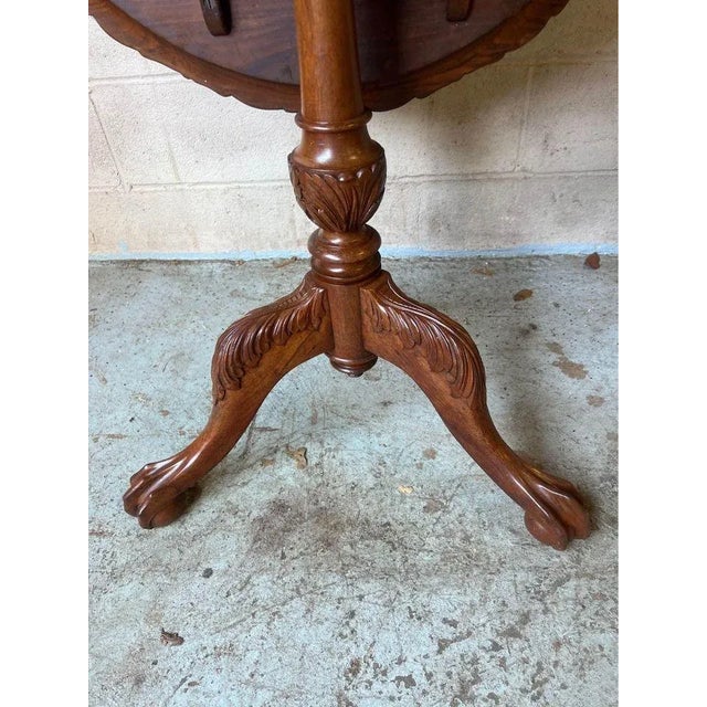 Antique Chippendale Style Mahogany Tilt-Top Table. 1920-1930s. For Sale - Image 11 of 11