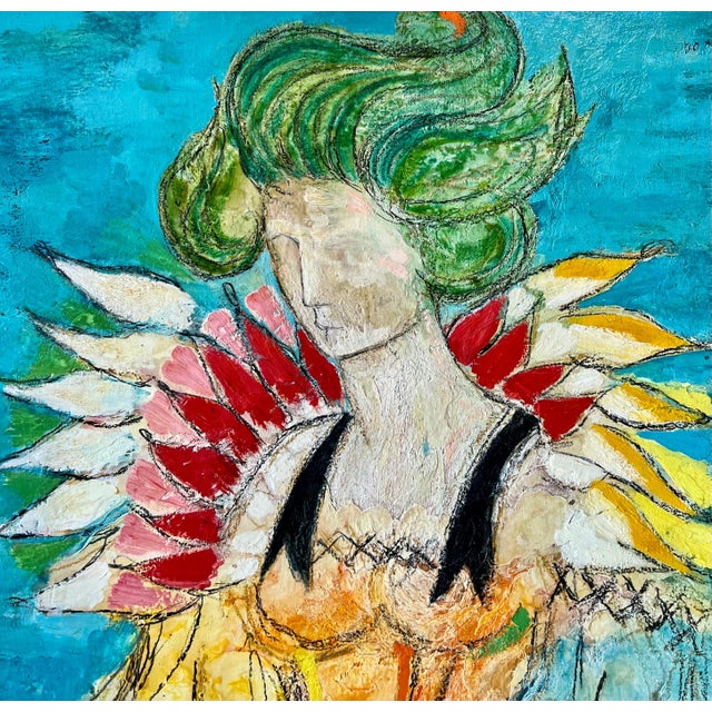 Lazzaro Donati, Italian Modernist Surrealist Woman Color Oil Painting Lazzaro Donati La Regina, 1961 For Sale - Image 12 of 14