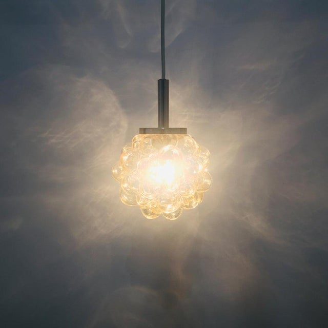 1960s Mid-Century Modern Amber Bubble Glass Ceiling Light attributed to Helena Tynell for Limburg, Germany, 1960s For Sale - Image 5 of 10