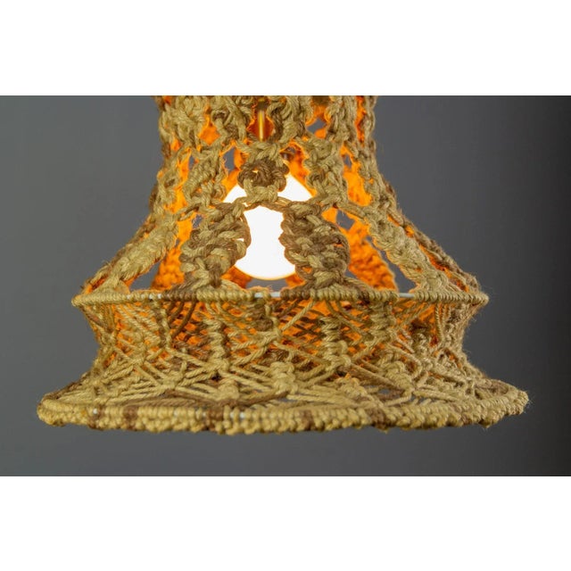 Vintage Handmade Braided Macramé Pendant Light Fixture, 1970s For Sale - Image 9 of 18