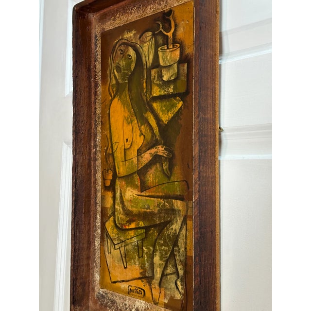 Leon d'Usseau Dusso Modernist Art Painting, California Early Modern Cubism Art Painting on Board For Sale In Boston - Image 6 of 10