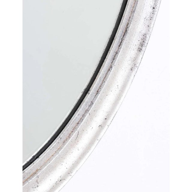 Italian Mid Century Silver Leaf Oval Mirror For Sale - Image 9 of 13