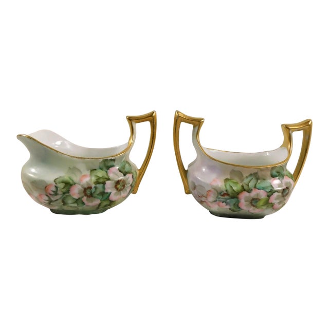 1960s Classic Bavaria Signed Sugar Bowl and Creamer For Sale