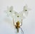 Beautiful vintage wall sconce set from the 1980s. This rare pair features elegant frosted glass flower shades and a warm...