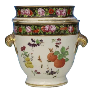 Antique 18th Century Chinese Export Famille Rose Porcelain Fruit Cooler or Ice Pail in the French Old Paris Porcelain Taste