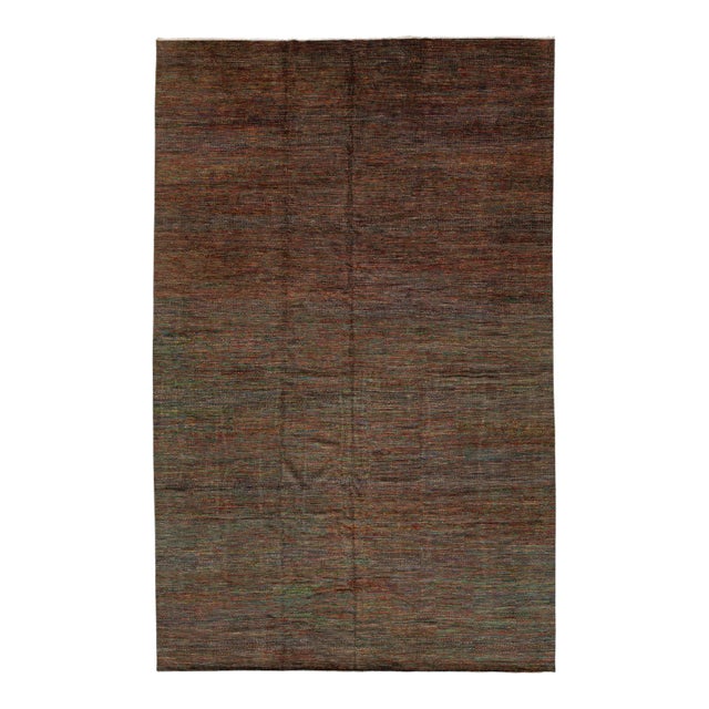 Savannah Modern Multi-Tone Abstract Hand-Knotted Indian Wool Rug 13x20 For Sale
