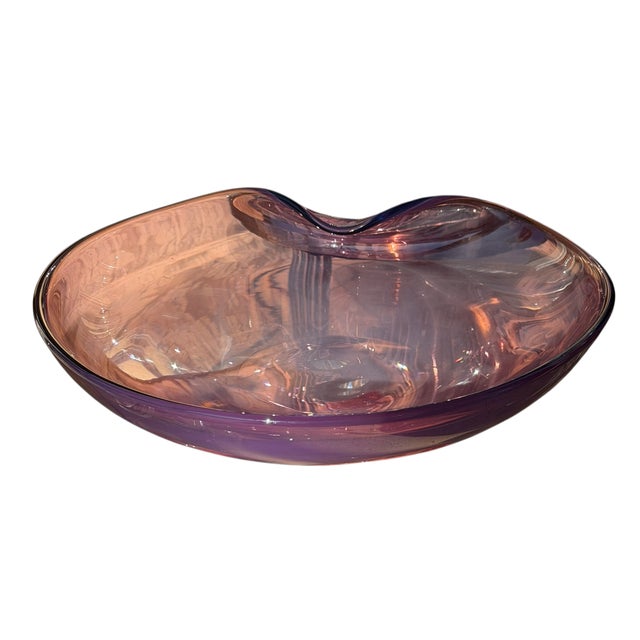 Mid-Century Modern 1960’s Large Purple Murano Opalescent Glass Bowl For Sale - Image 3 of 5