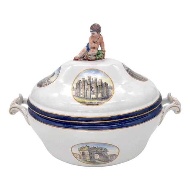 18th Century Naples Porcelain Grand Tour Topographical Tureen For Sale