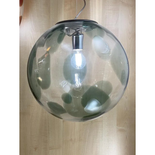 Early 21st Century Olive-Green and Transparent Sphere Lamp in Murano Glass from Simoeng, 1990s For Sale - Image 5 of 9