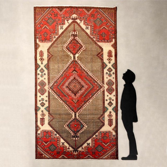 Afshari rug in cotton and wool, hand-made, large knot. This piece is attributed to the mentioned designer/maker. It has no...