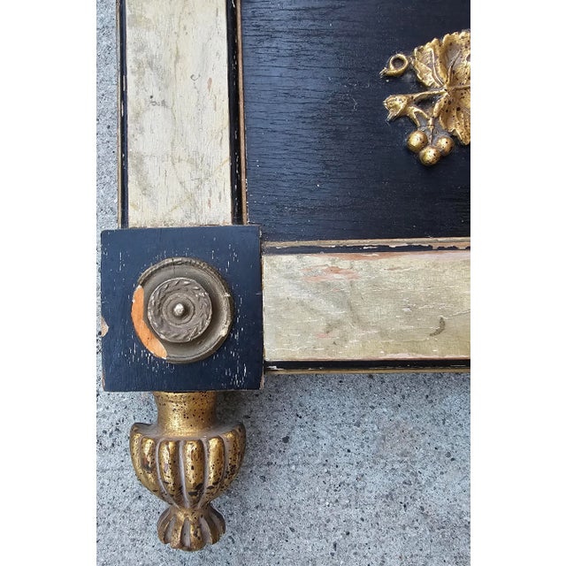 Antique 19th Century Continental Gilt Pier Mirror With Flower Basket Crest & Faux Marbleized Pilasters For Sale - Image 9 of 12