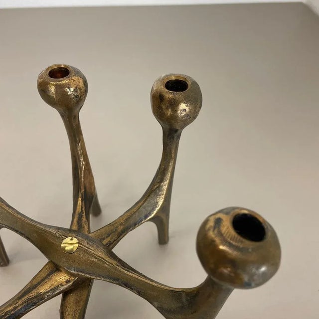 Gold Mid-Century German Brutalist Candleholder in Bronze from Michael Harjes, 1960s For Sale - Image 8 of 18