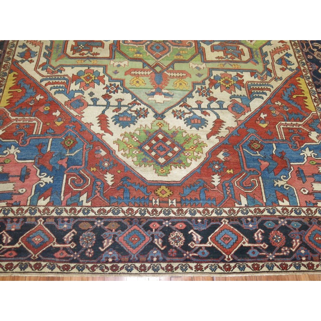 Textile Early 20th Century Antique Serapi Rug - 10' x 13'6" For Sale - Image 7 of 11