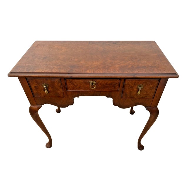 Brown 1960s Petite Desk Vanity, Chippendale Style, Three Dovetail Drawers, Solid Walnut For Sale - Image 8 of 12