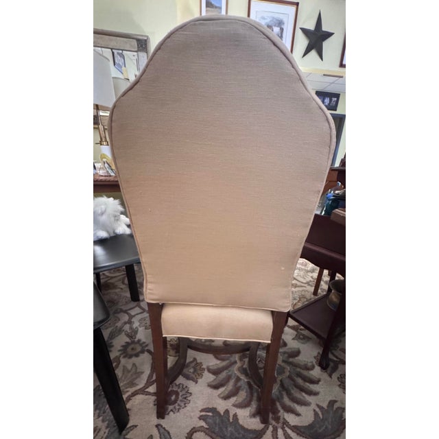 Vintage Walnut Regency Dining Chairs, Set of Six With Custom Linen Upholstery For Sale - Image 4 of 9