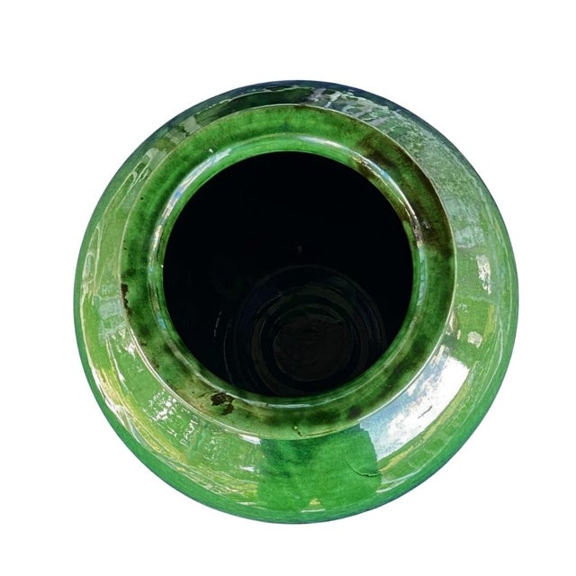 Late 19th Century Antique French Provincial Pottery. Terra Cotta Pot With Green Drip Glaze For Sale - Image 5 of 11