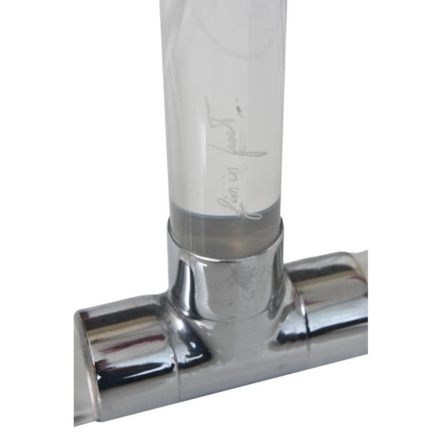 Vintage Lion N Frost Signed Lucite Round Dining Table With Four Lucite and Leather Channeled Chairs For Sale - Image 10 of 12