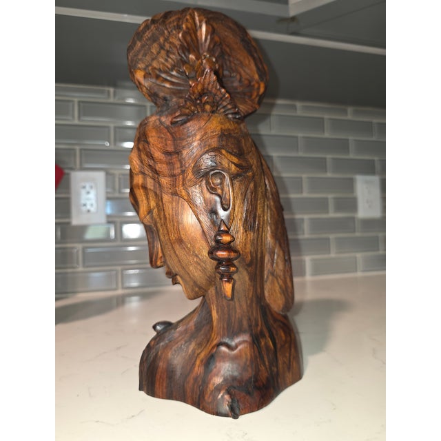 Mid 20th Century Balinese Macassar Ebony Art Deco Busts by I Wayan Suweda (Sumampan, Bali) - a Pair For Sale - Image 9 of 12