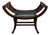 Vintage Campaign Style Saddle Bench Stool With Black Leather Seat & Nailhead Trim For Sale