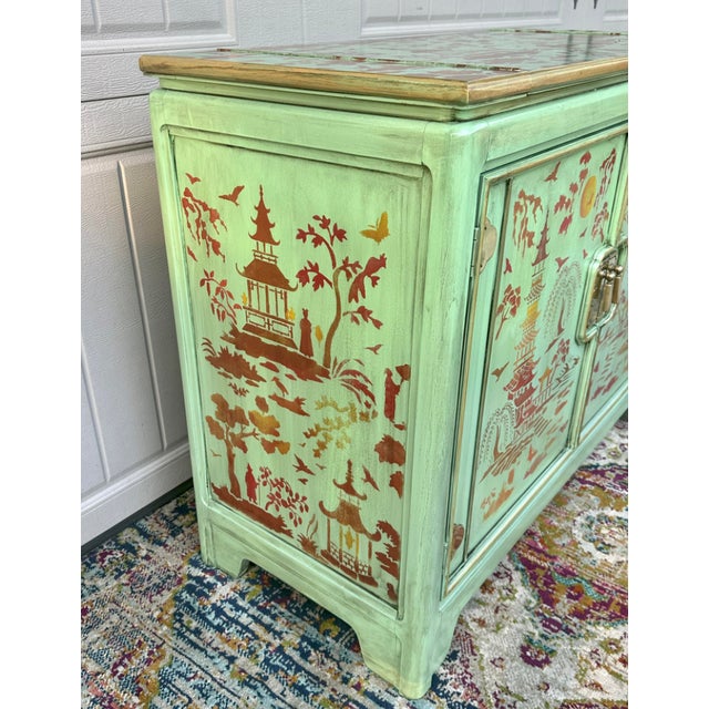 Thomasville Mystique Vintage Chinoiserie Hand Painted Server For Sale In Savannah - Image 6 of 11