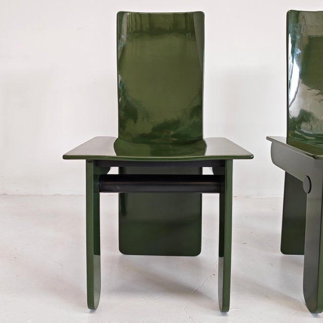 Vintage English Green Lacquered Chairs by Carlo Scarpa for Gavina, 1970s, Set of 4 For Sale - Image 11 of 18