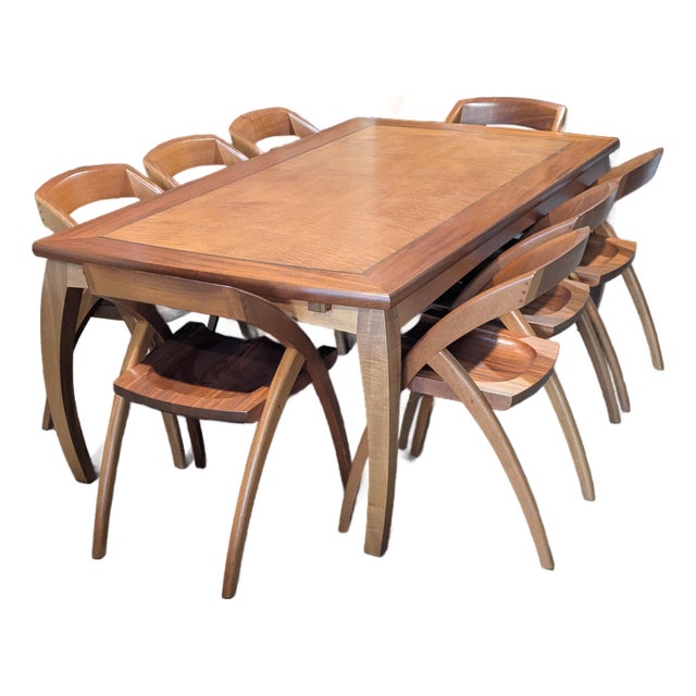 2006 Berkeley Mills Zama Dining Table and Eight Lambda Chairs - 9 Pieces For Sale