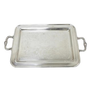 Vintage Leonard Silver Plated Small Twin Handle Serving Platter Bar Tray For Sale
