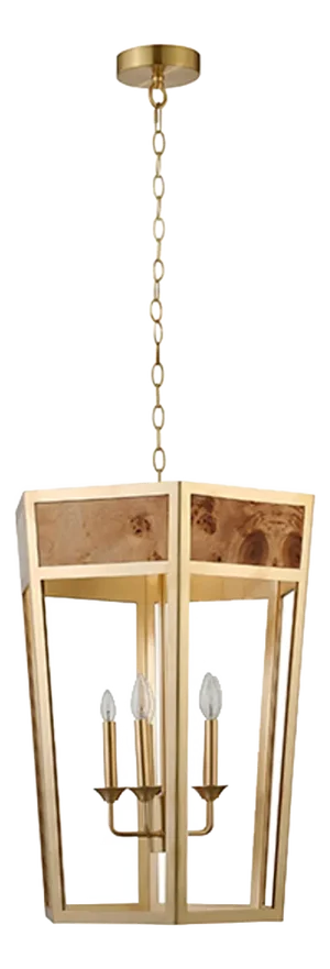 Matthew Izzo Home Reynolds Five Light Burlwood & Goldtone Frame Pendant Light