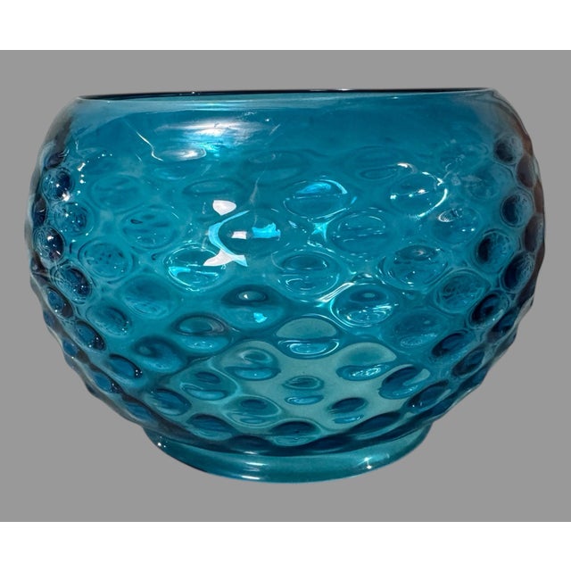 Glass Vintage Antique Blue Hobnail Art Glass Gas Lamp Light Shade With 5" Fitter Diameter For Sale - Image 7 of 8