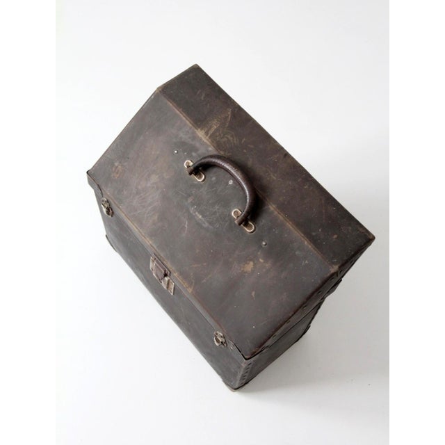 Antique Industrial Slant Top Travel Case Trunk For Sale - Image 12 of 12
