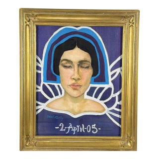 2005 Signed Steve LeBailly Original Mixed-Media Portrait – "Ethereal Figure" For Sale