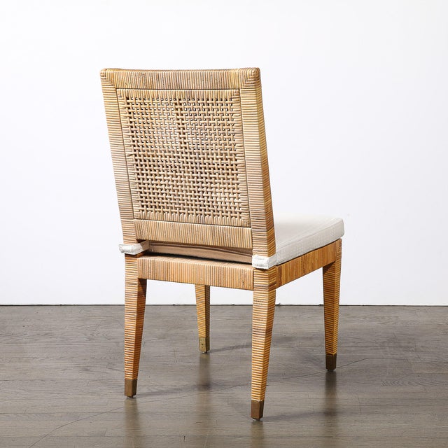 Mid-Century Rattan & Bamboo Wrapped & Upholstered Chair Signed Bielecky Brothers For Sale - Image 12 of 17