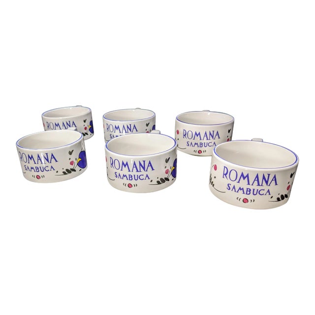 Vintage 1990s Romana Sambuca Ceramic Coffee Cups - Set of 6 For Sale