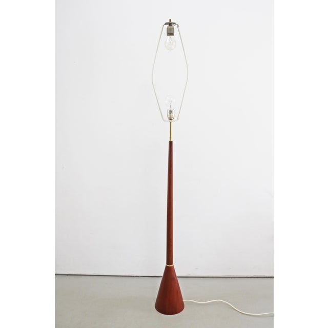 Scandinavian Modern Design Danish Cone Teak Floor Lamp Made in Denmark 1960s Height 158cm Diameter 40cm 2 x E27 sockets...