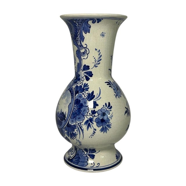 1910s Antique Royal Delft Hand-Painted Windmill Vase by J. Van Lijnschooten, 1916 For Sale - Image 5 of 9