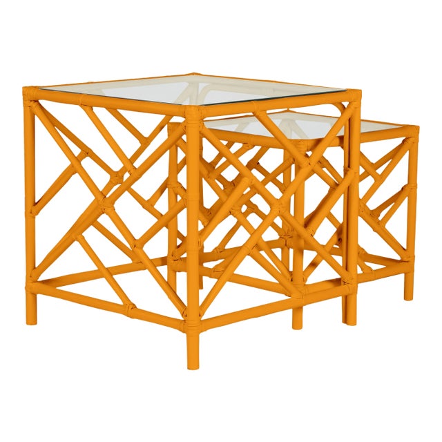 Chippendale Nesting Tables - Orange For Sale
