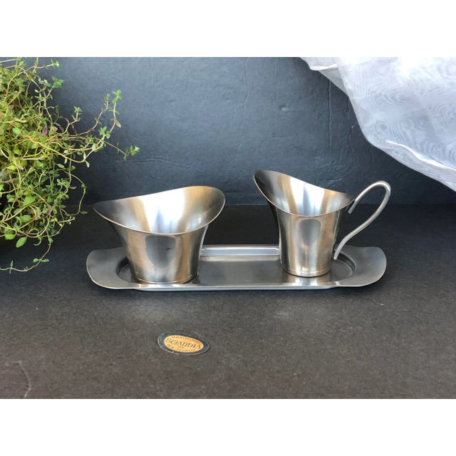 Selandia Designs Mid Century Modern Stainless Steel Sugar Creamer Set For Sale - Image 12 of 13