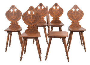 Neo-Renaissance Alpine Dining Chairs, 1870s, Set of 6