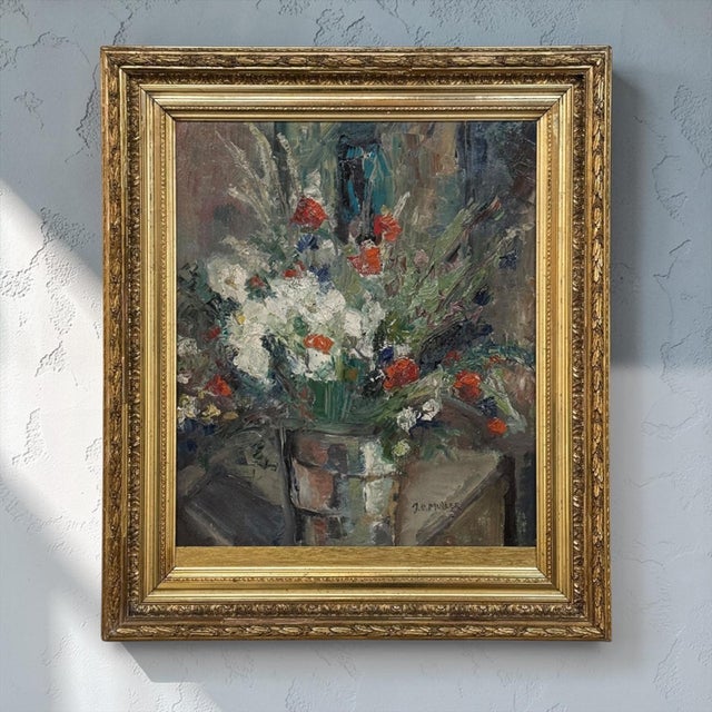 Traditional Antique Framed Oil Painting on Canvas by J. E. Muller For Sale - Image 3 of 16