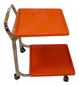 Bar Car Side Table in Orange Plastic & Chrome, 1970s